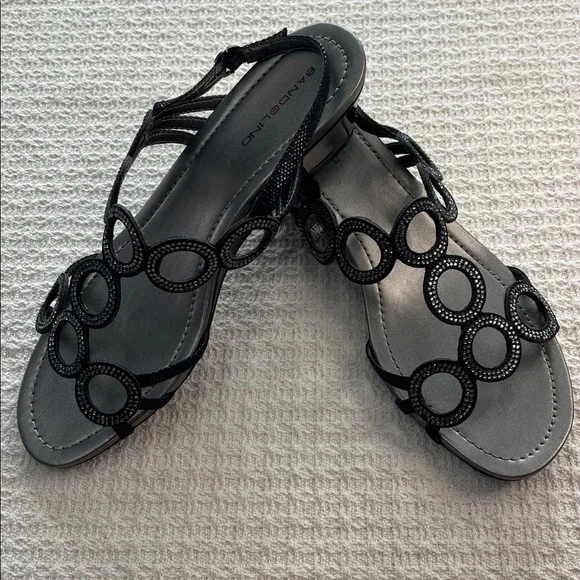 Bandolino glitter circles dressy sandal, with black patent wedge heel, classic - Picture 7 of 16